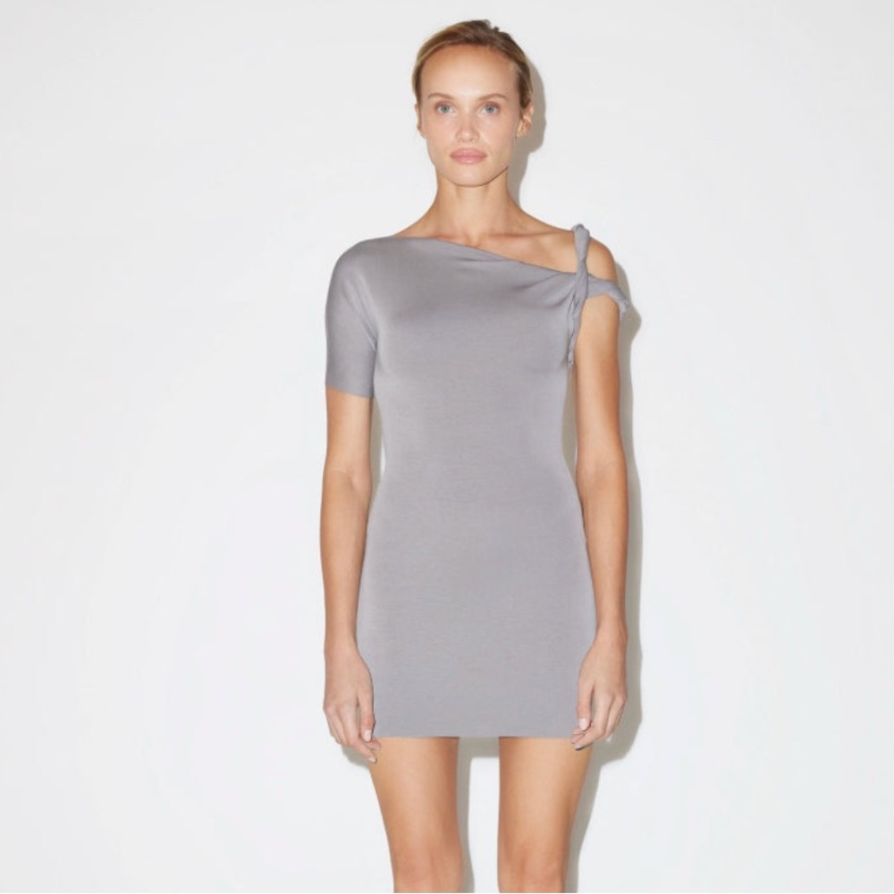 khy sueded stretch twist  mini dress steel grey